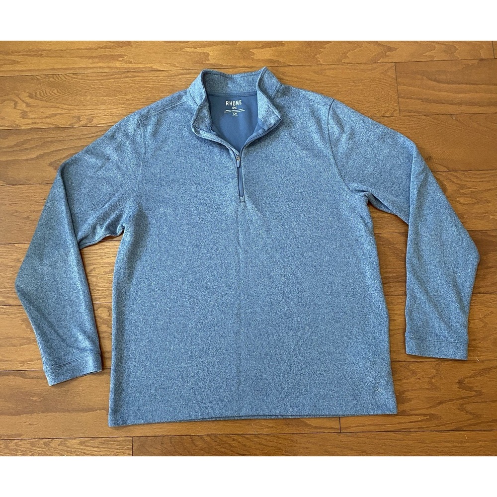 Rhone Men's Commuter 1/4 Zip Blue  Mid-Layer Comfort‎ Stretch Size Large